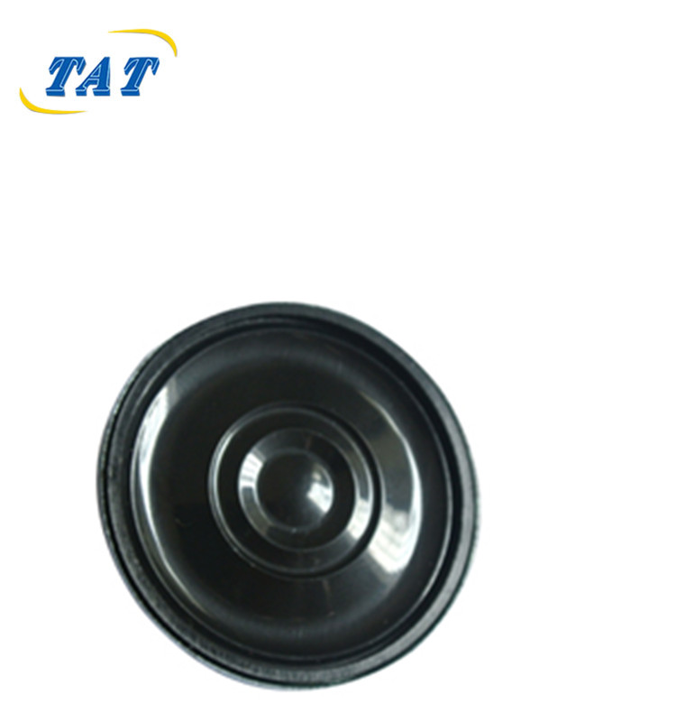 Rear view of a miniature car audio speaker module with terminal pads