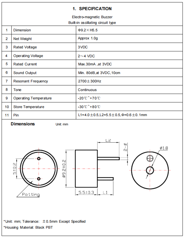 BMC9055-0527 Electronicmagnetic Buzzer
