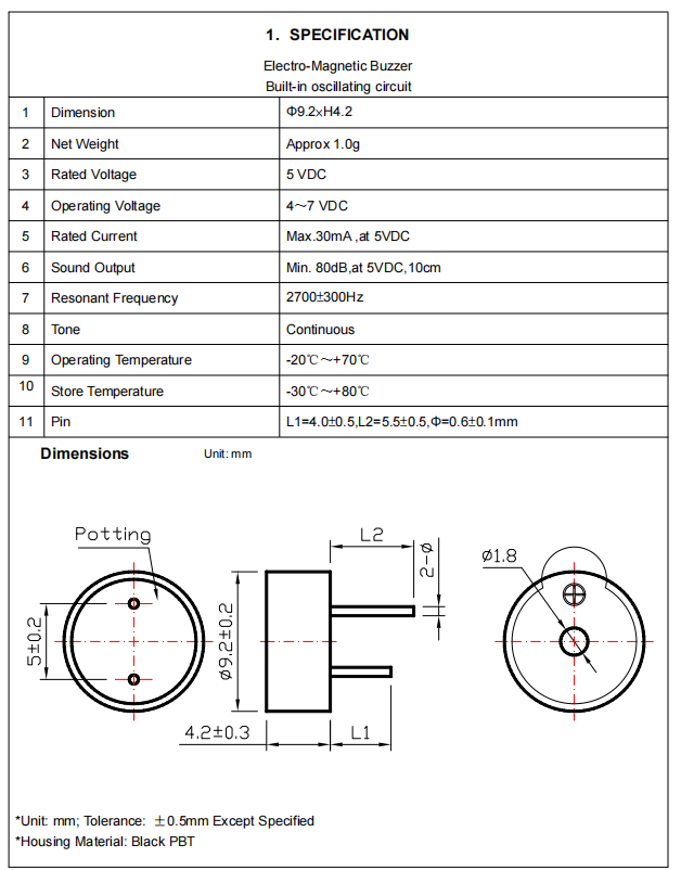 BMC9040-0527 Electronicmagnetic Buzzer