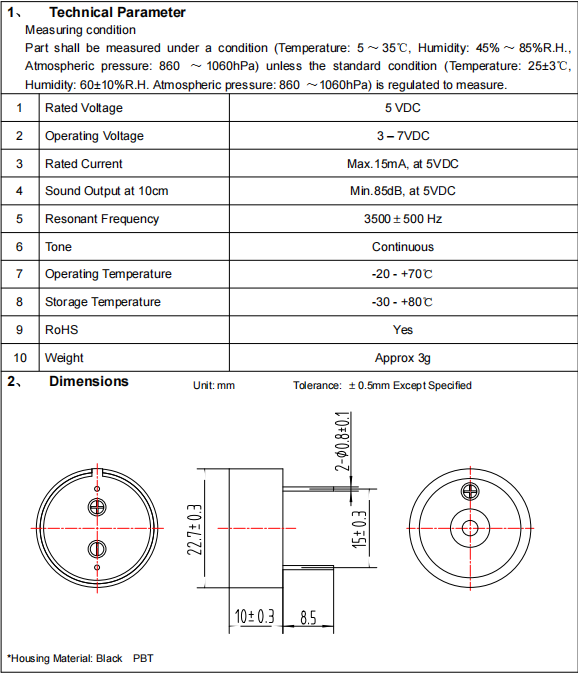 BPC2310 Piezo Buzzer