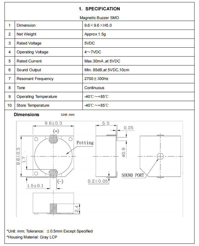 BMC9650S-0524 Electronicsmagnetic Buzzer